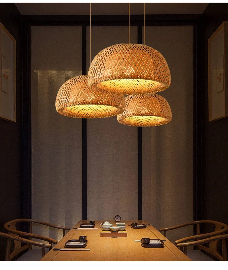 Suspension Bambou Artisanale LED - Lustre Design Naturel 2025