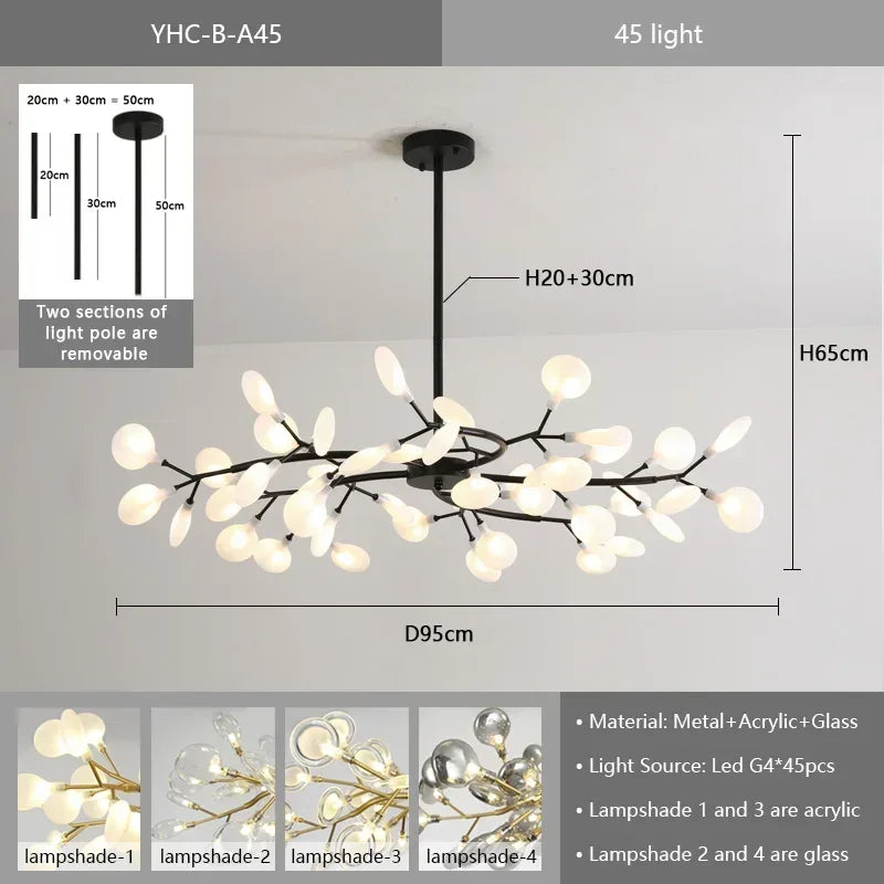 Lustre Araignée Design — Noir A 63 ampoules