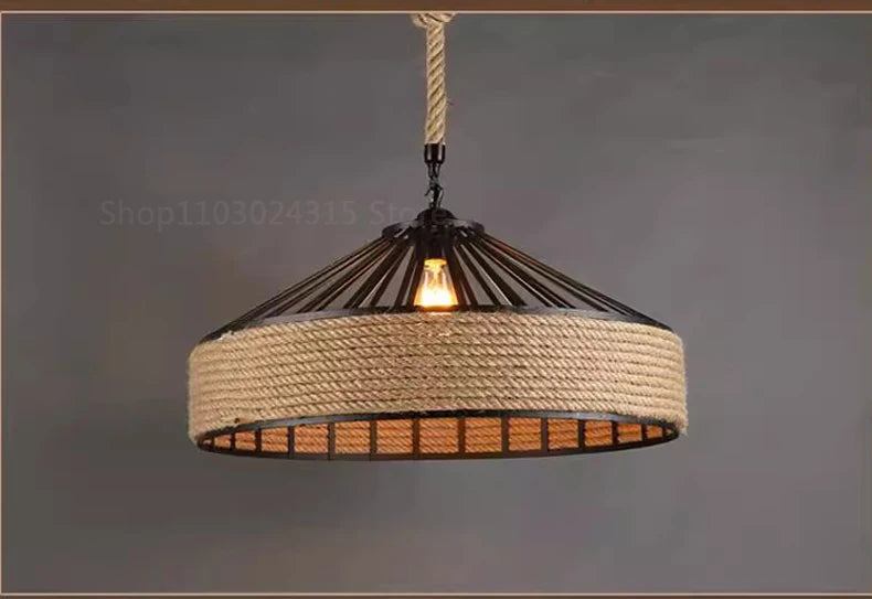 Suspension Chanvre Corde Design Industriel — Vintage Rétro — Salle à Manger