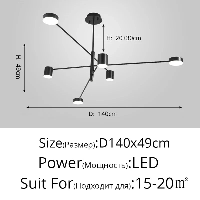 Lustre Chambre Ado — Noir — Noir S 4 ampoules 102cm