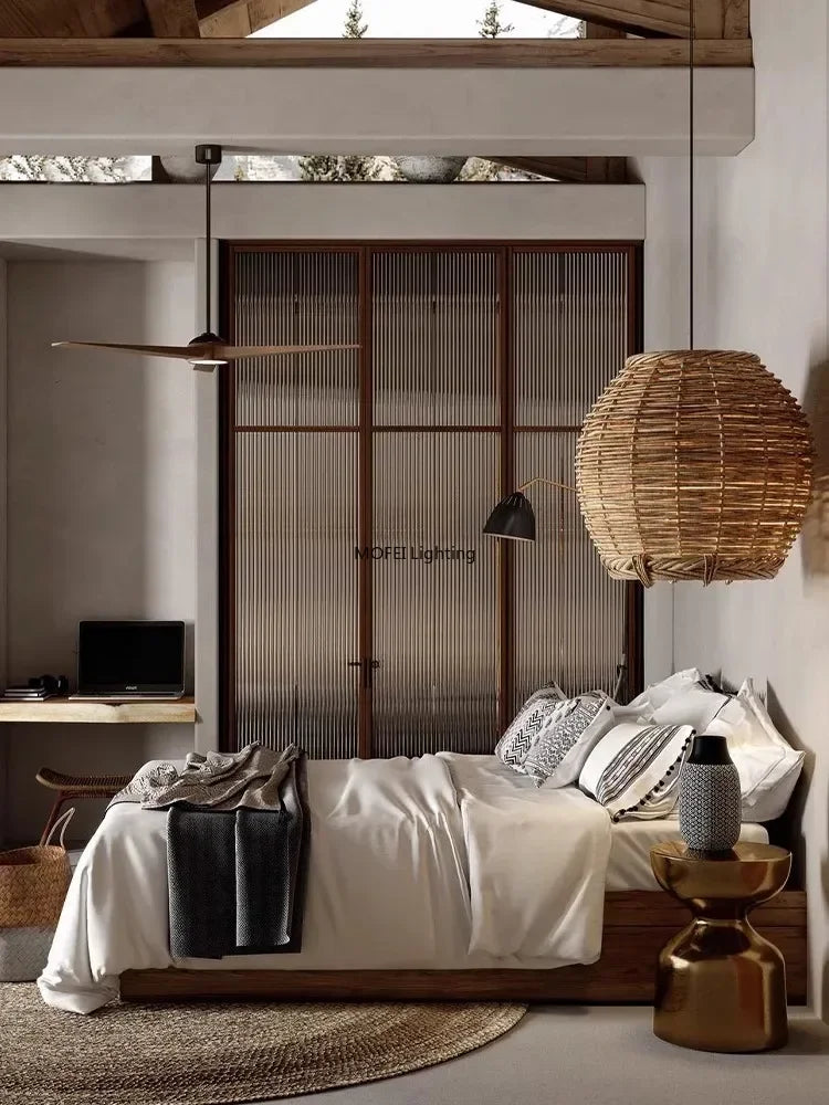 Suspension Rotin Wabi Sabi Minimaliste - Lustre Moderne 40/50/60cm