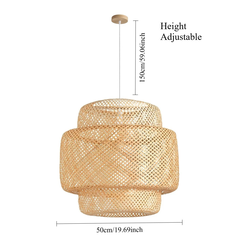 Suspension Bambou 30/40/50cm LED - Lustre Design Naturel