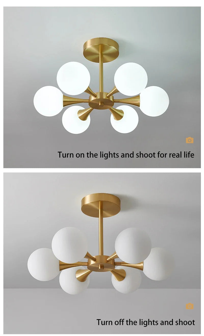 Lustre Cuivre — Plafonnier Boule Moderne