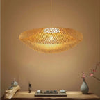 Lustre Rotin Tressé Main Vintage 40/60/80cm - Suspension Rustique LED