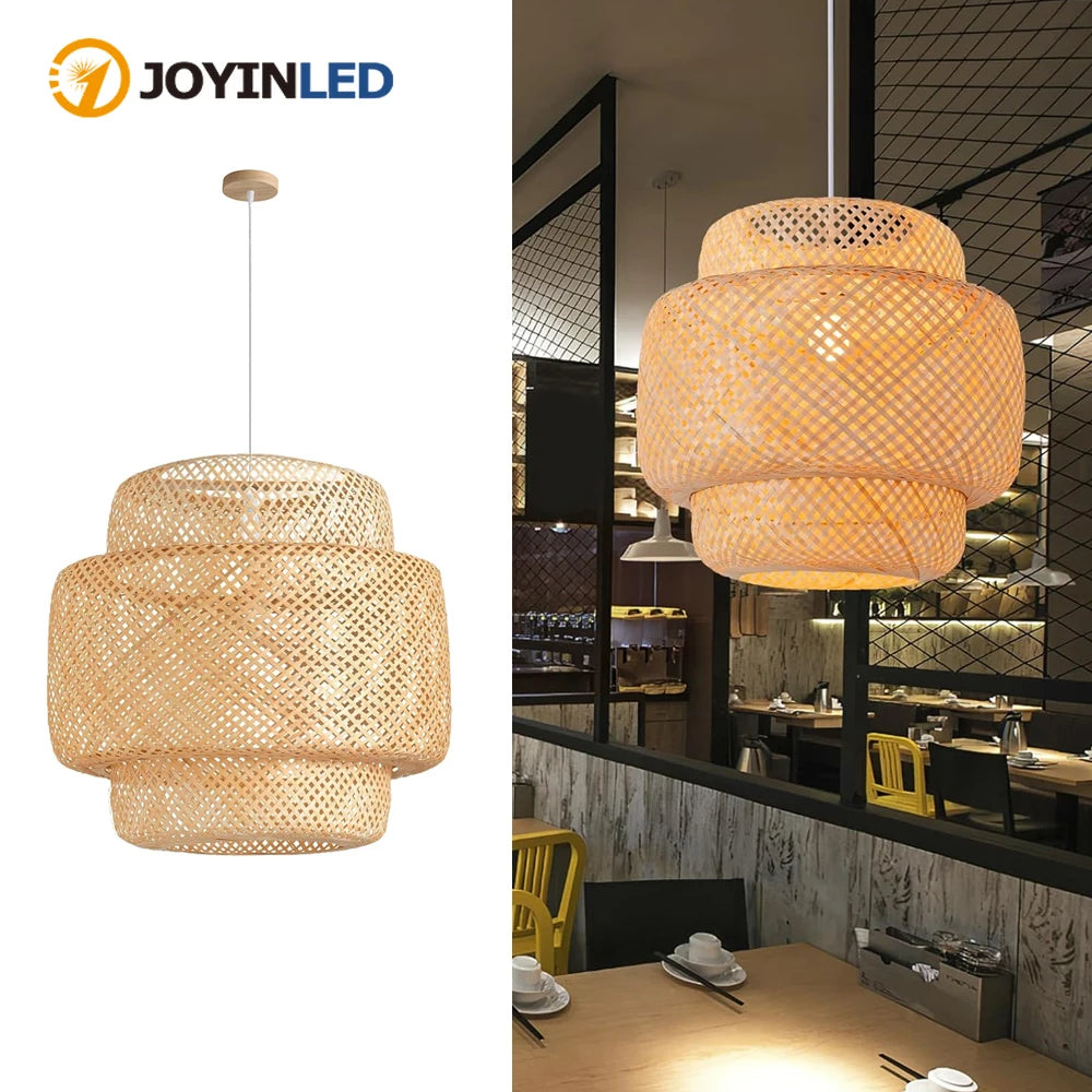 Suspension Bambou 30/40/50cm LED - Lustre Design Naturel