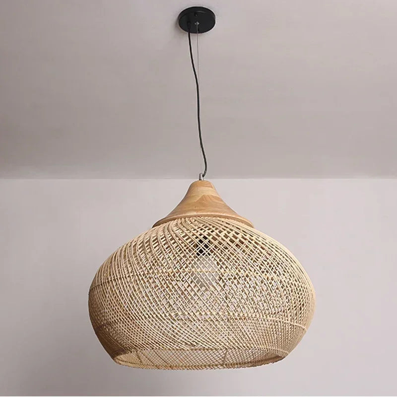 Suspension Rotin Wabi Sabi 40/50/60cm - Lustre LED Style Japonais