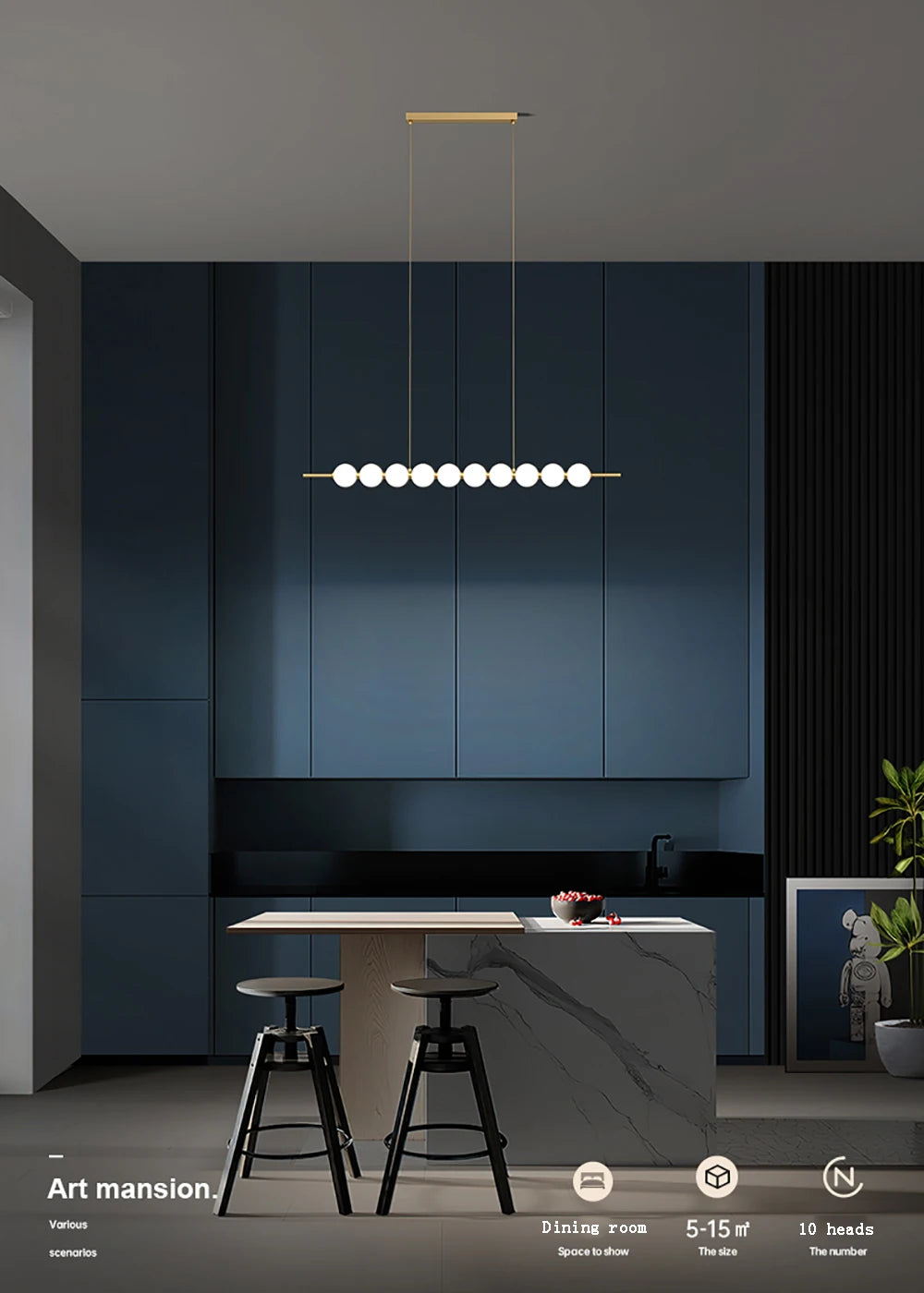 Lustre Salon Design Doré
