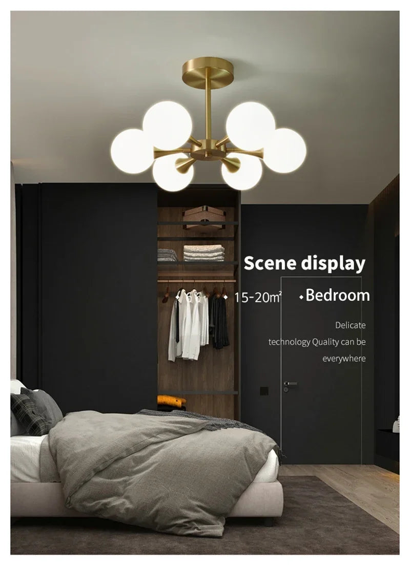 Lustre Cuivre — Plafonnier Boule Moderne