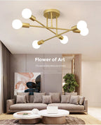 Lustre Industriel Design — Fer Forgé 6 Têtes — Salon et Salle à Manger LED