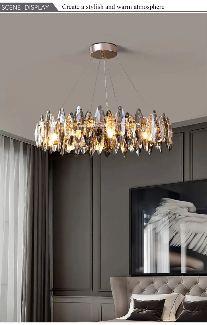 Lustre Salon Bois — Cristal