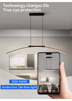 Lustre Arc LED Contemporain Dimmable — Cuisine et Restaurant — Design Épuré