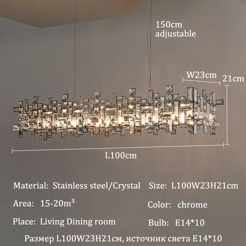 Lustre Salle à Manger Cristal — Métal