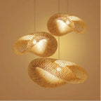 Lustre Rotin Tressé Main Vintage 40/60/80cm - Suspension Rustique LED