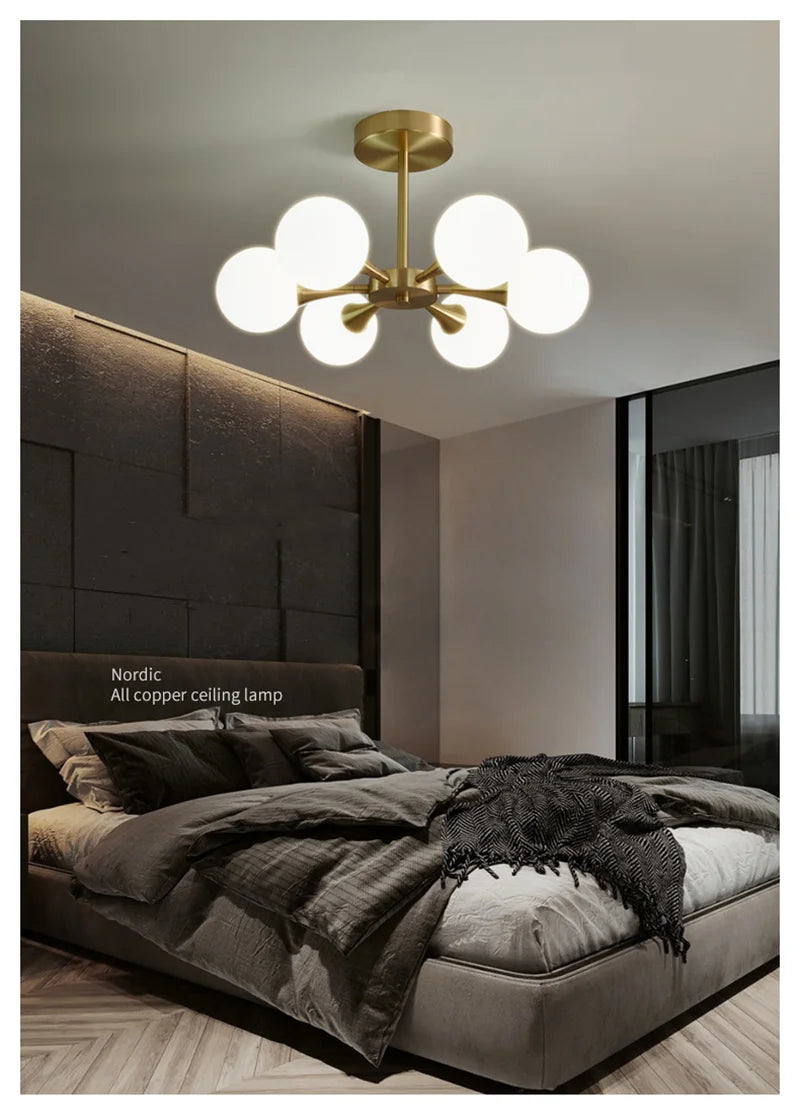 Lustre Cuivre — Plafonnier Boule Moderne