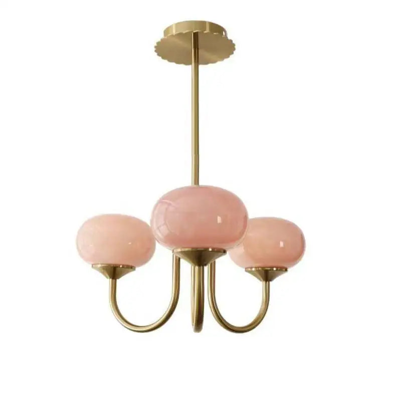 Lustre Art Déco — Nordique — 3 ampoules Rose