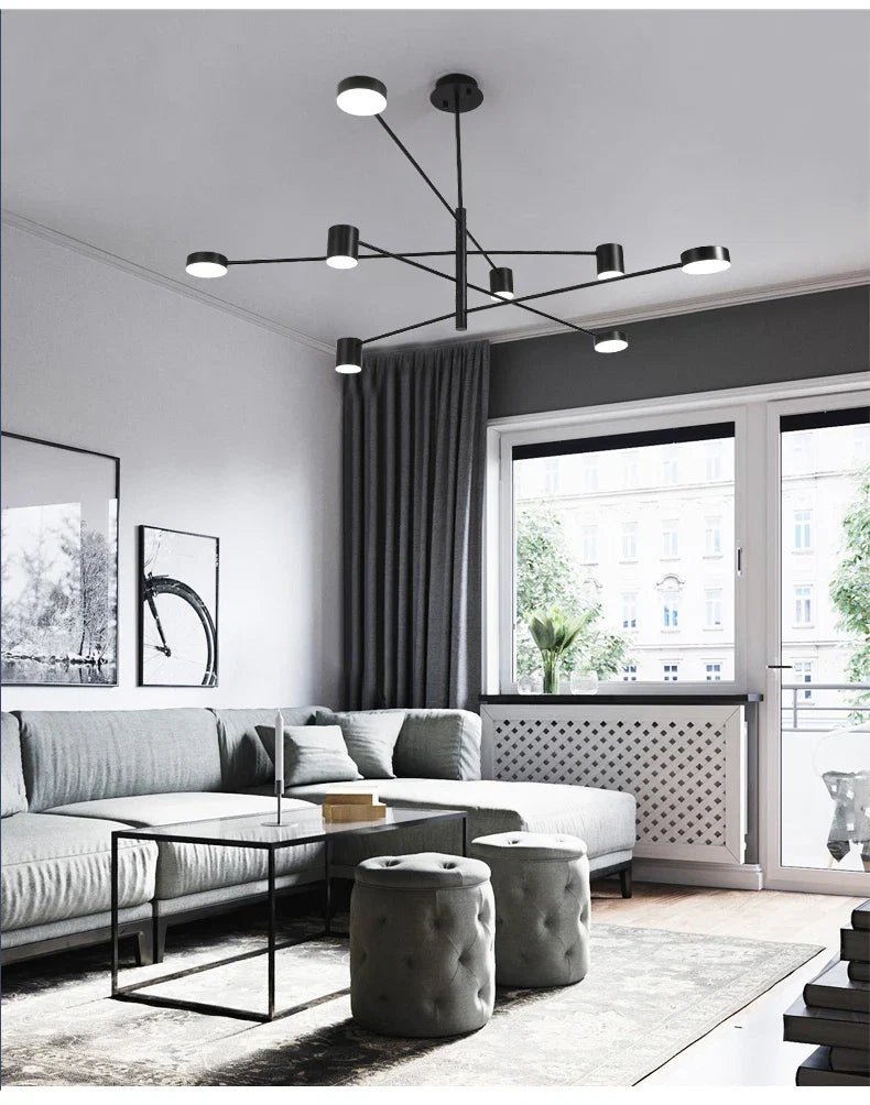 Lustre Chambre Ado — Noir — Doré S 8 ampoules 102cm
