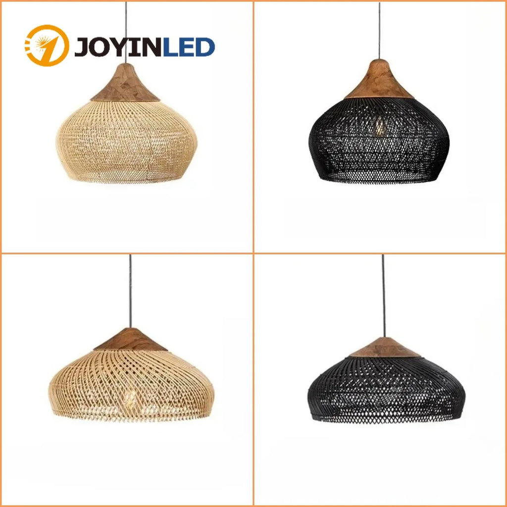 Suspension Rotin Wabi Sabi 40/50/60cm - Lustre LED Style Japonais