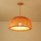 Suspension Osier Rotin Fait Main - Lustre Bohème Naturel LED