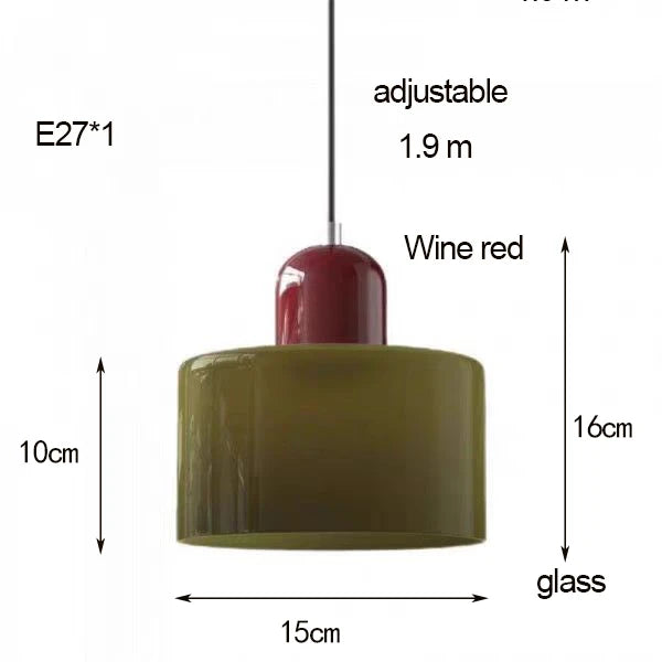 Suspension Verre Nordique Design Long — Chambre et Restaurant — E27