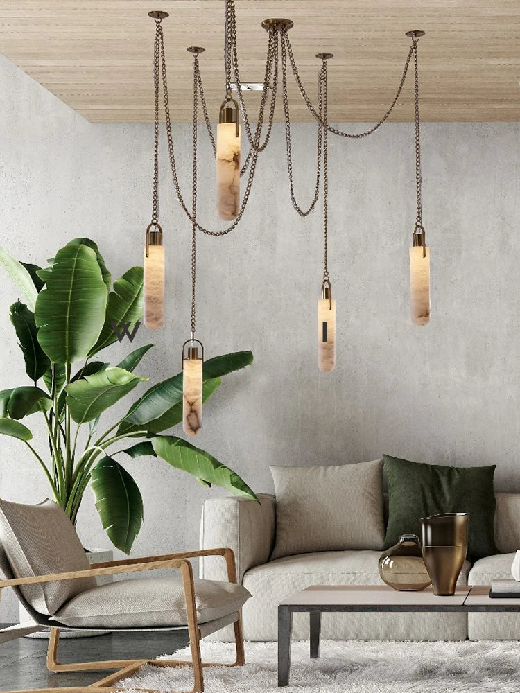 Lustre Aluminium Design — Métal — 5 ampoules