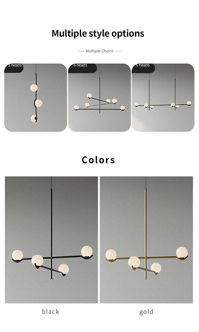Lustre Noir Moderne — Verre