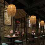 Lustre Bambou Créatif Style Loft - Suspension LED Asiatique Artisanal