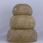 Lustre Bambou Artisanal 30/38/45cm | Suspension Rotin Fait Main | Luminaire Naturel Boho