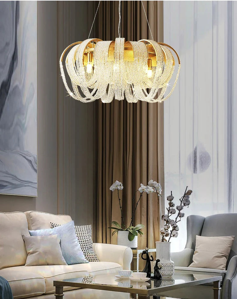 Lustre Cristal Pampilles — Nordique — Ovale L110cm