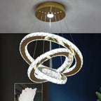 Lustre Cristal Français Luxe - Suspension Dorée Chromée 40cm LED
