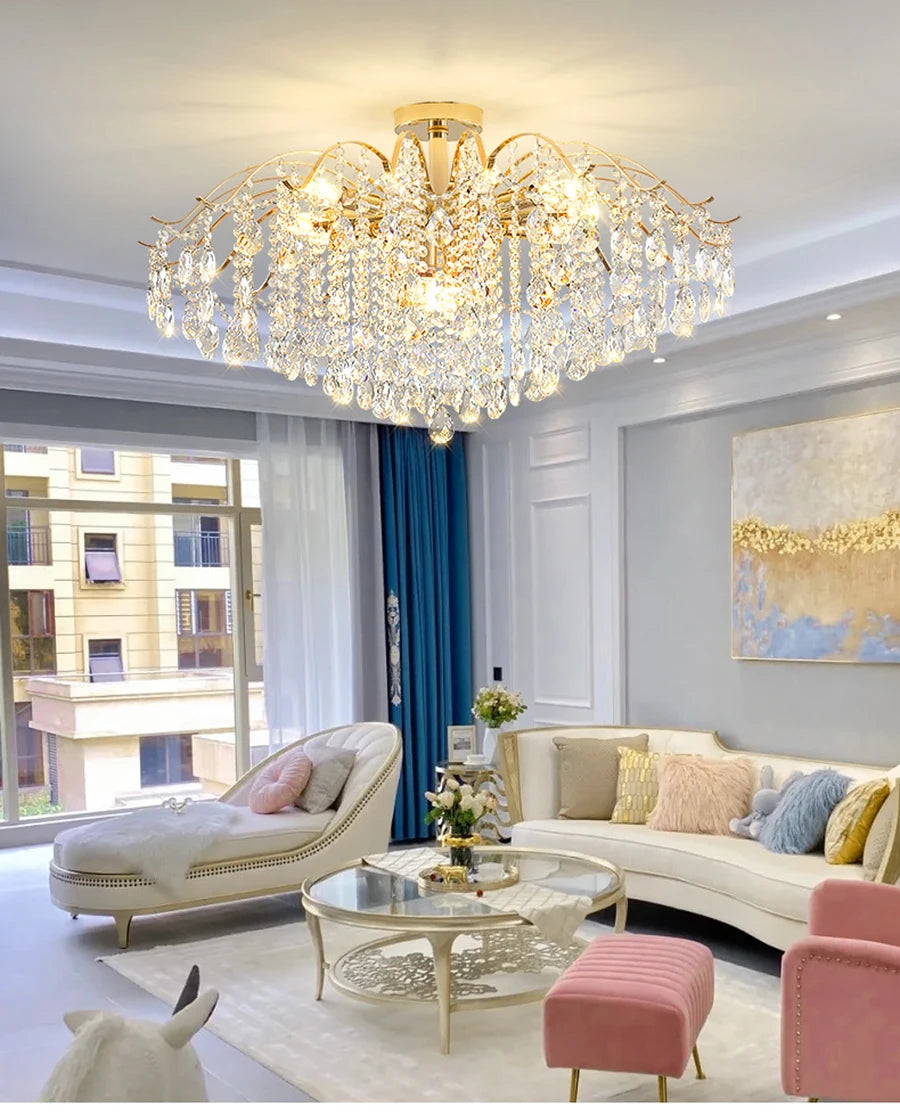 Lustre Baroque — Plafonnier LED Cristal