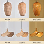 Suspension Bambou Osier Rotin - Lustre Plafond Moderne LED