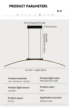 Lustre Arc LED Contemporain Dimmable — Cuisine et Restaurant — Design Épuré