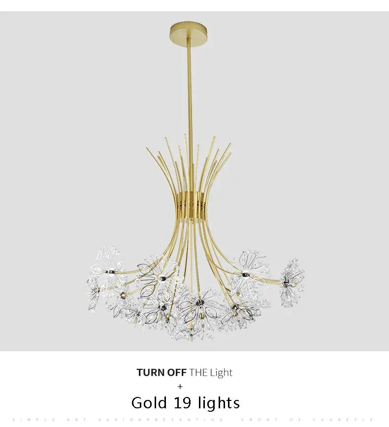 Lustre Cristal Ancien — 13 ampoules doré