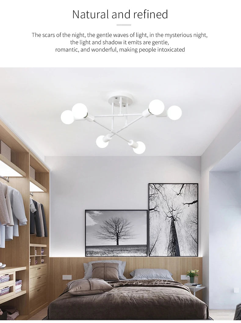 Lustre Industriel Design — Fer Forgé 6 Têtes — Salon et Salle à Manger LED