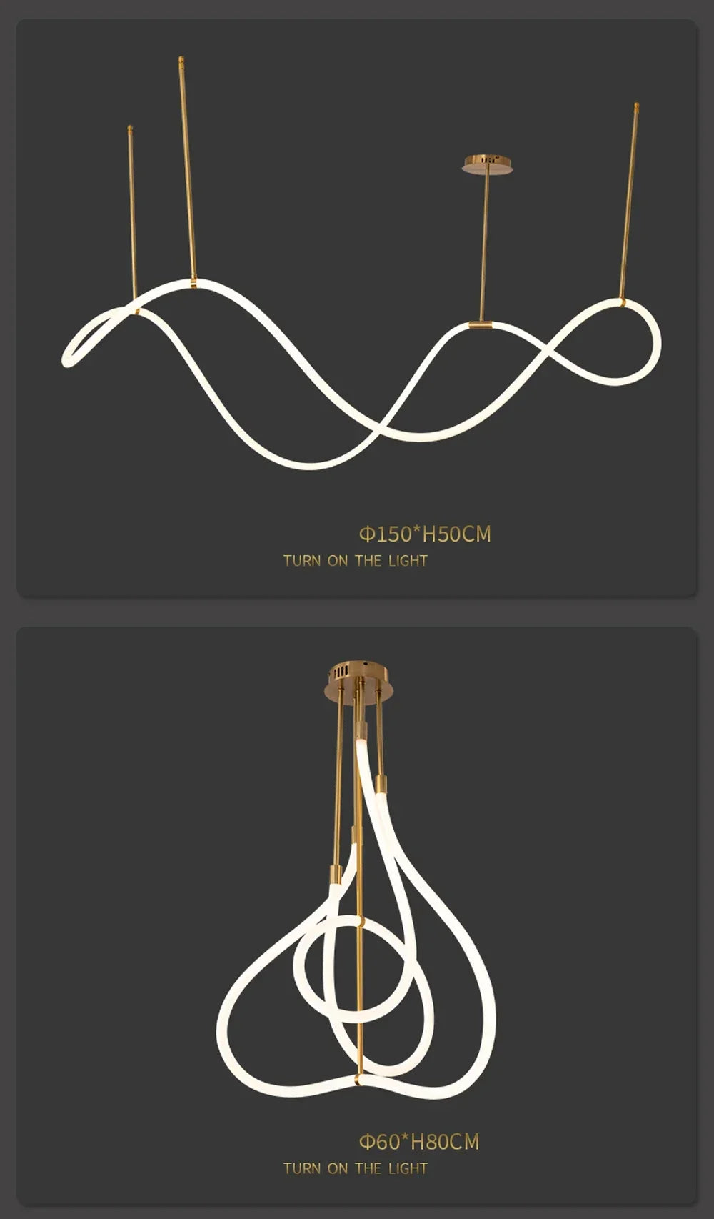 Lustre Cuisine Industriel — Nordique — Doré 150 cm A