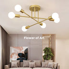 Lustre Industriel Design — Fer Forgé 6 Têtes — Salon et Salle à Manger LED