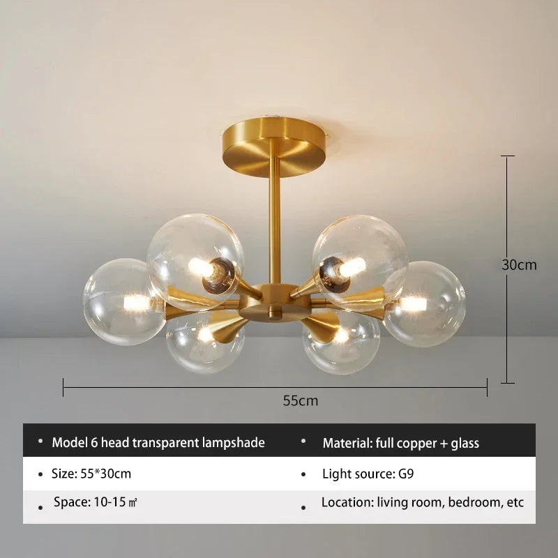 Lustre Cuivre — Plafonnier Boule Moderne