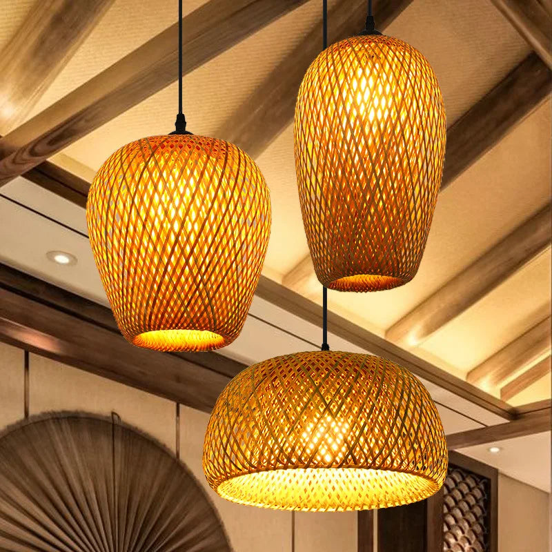 Suspension Bambou Artisanale LED - Lustre Design Naturel 2025