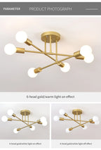 Lustre Industriel Design — Fer Forgé 6 Têtes — Salon et Salle à Manger LED