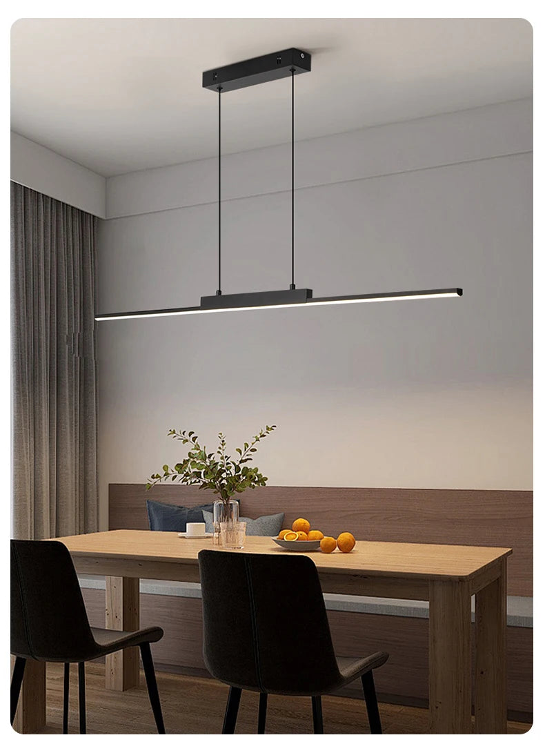 Lustre Salon Design Moderne Long — Salle à Manger et Cuisine — Minimaliste