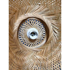 Lustre Rotin Tressé Main Vintage 40/60/80cm - Suspension Rustique LED