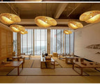 Lustre Bambou Tressé Artisanal Vintage LED - Suspension Naturelle