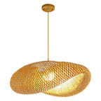 Suspension Bambou Tissé Main Rotin Naturel - Lustre LED 40 à 100cm