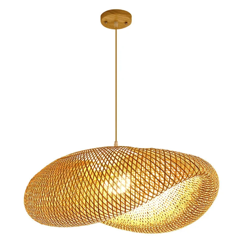 Suspension Bambou Tressée à la Main | Lustre Rotin Naturel 40/50/60/80/100cm | Luminaire Boho
