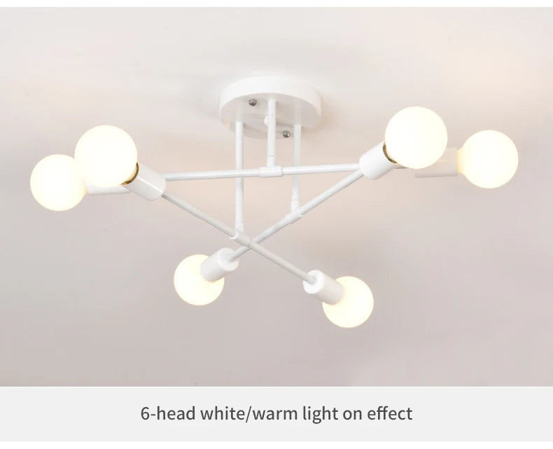 Lustre Industriel Design — Fer Forgé 6 Têtes — Salon et Salle à Manger LED