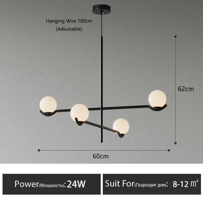 Lustre Noir Moderne — Verre
