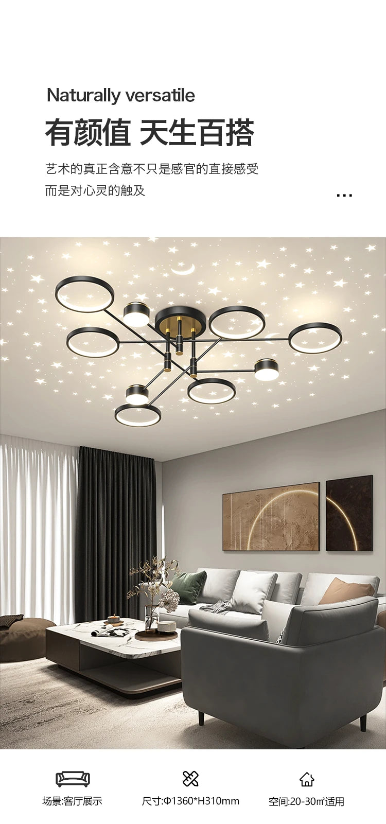 Lustre Moderne LED — Blanc
