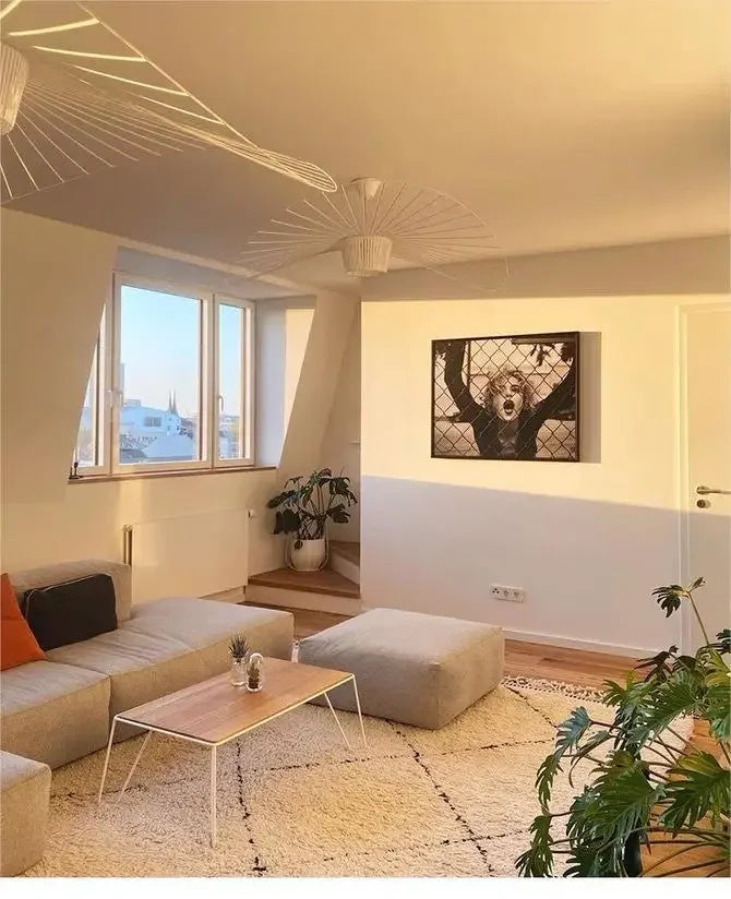 Lustre Paille — Suspension Chapeau Paille