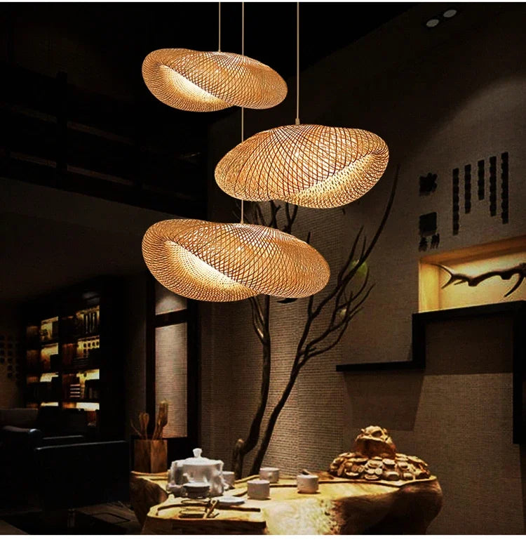 Suspension Bambou Artisanale LED - Lustre Design Naturel 2025