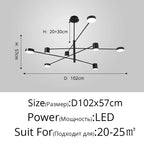 Lustre Chambre Ado — Noir — Doré M 6 ampoules 140cm